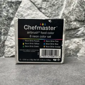 Chefmaster 023114508118 Airbrush 6 Food Color Set Neon Purple Yellow Green Pink Blue Orange #2