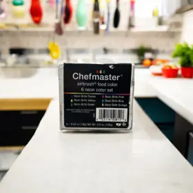 Chefmaster 023114508118 Airbrush 6 Food Color Set Neon Purple Yellow Green Pink Blue Orange