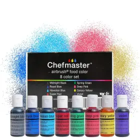 Chefmaster 810000400553 - Airbrush Kit Food Coloring 8 Pack True To Shade V