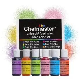 Chefmaster 810000400560 - Neon Airbrush Kit Food Coloring 6 Pack Highly-pig