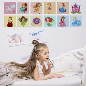 Ca0009 Chilart 12 Pack Pre Drawn Canvas To Paint For Kids Adults 8x8 Inch Cute Princess #2