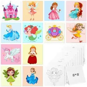 Ca0009 Chilart 12 Pack Pre Drawn Canvas To Paint For Kids Adults 8x8 Inch Cute Princess #3