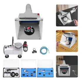 Cncest 758589909909 Airbrush Spray Booth Kit Portable With Led Light And Filter Hose For Model Painting