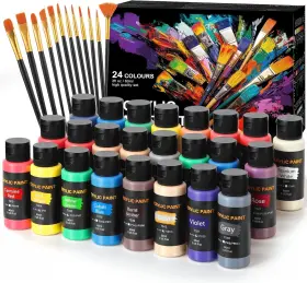 Cmap01-001 Color More Acrylic Paint Set 24 Colors 2oz /60ml With 12 0.08 Fl Oz Pack Of