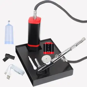 Color Peak 653998455361 Cordless Airbrush Kit With Air Brush Holder Replaceable Battery Powered Porta