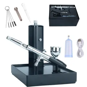 Tm80s-c-318s Color Peak Cordless Airbrush Kit With Air Brush Holder Replaceable Battery Powered Porta