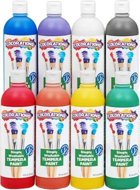 Colorations 191487000758 Simply Washable Tempera Paint 8 Pound Pack Of 1 Assorted Set