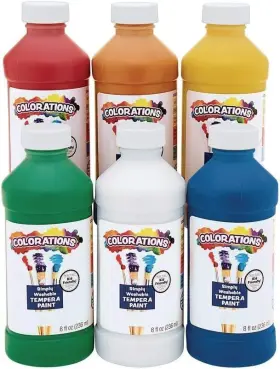 Colorations 191487107990 Washable Tempera Paint Set 8 Fl Oz Pack Of 6 Rainbow