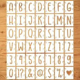 0004 Coocamo Letter 02 2 Inch Stencils Kit 42pcs Reusable Numbers Symbol Craft Alph