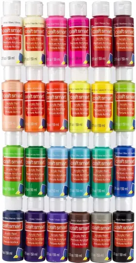 518563 Craft Smart 24 Assorted Acrylic Paint Set By 48 Fl Oz Pack Of 1 Multi Colored