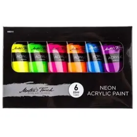 Craftycrocodile 711938733983 Neon Acrylic Paint Set From 6 Count Pack Of 1 Green Orange Pink Purple