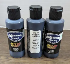 6002-08 Createx Lot Of 3 Auto-air Colors Autoborne Paint Sealer 6002 2oz Black Waterborn