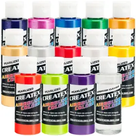 Createx 844825076426 14 Pearlized/pearl Airbrush Paint 65 Piece Set Pearlescent/metallic