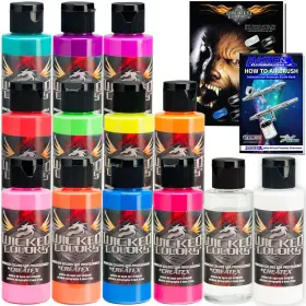 Createx 848849073836 11 Wicked Colors 2oz Flourescent Airbrush Paint Set