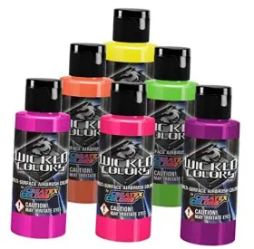 Cx-w103-00 Createx Colors Fluorescent Set Airbrush Paint Water Based 6 2oz W103