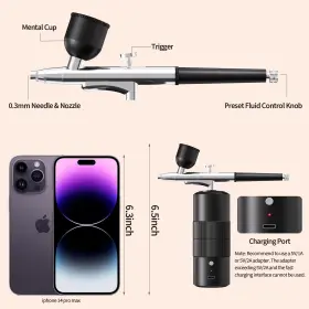 Crpen 727467985564 Airbrush Kit With Compressor High Pressure Air Brush Set 0.3mm Nozzle Ai #2