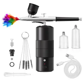 Crpen 727467985564 Airbrush Kit With Compressor High Pressure Air Brush Set 0.3mm Nozzle Ai