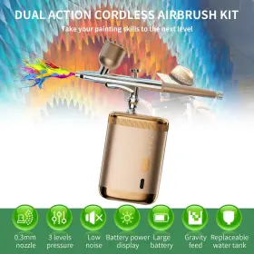 Crpen 727467985625 Airbrush Kit Dual Action Set With Compressor Portable F #2