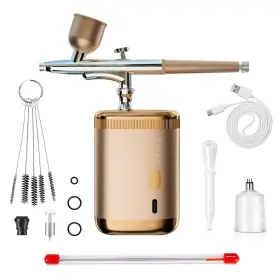 Crpen 727467985625 Airbrush Kit Dual Action Set With Compressor Portable F