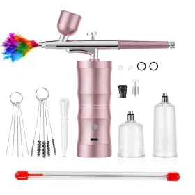 Crpen 727467985656 Airbrush Kit With Air Compressor 32psi Rechargeable Auto Handhel