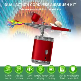 Crpen 727467986943 Airbrush Kit Dual Action Set With Compressor Portable F #2