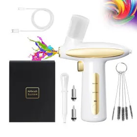 Crpen 739719431989 Airbrush Kit With Air Compressor 32psi Rechargeable Auto Handhel