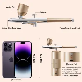 Crpen5dzy Crpen Airbrush Kit With Compressor High Pressure Air Brush Set 0.3mm Nozzle Ai #2