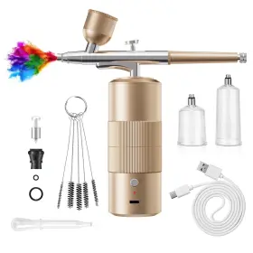 Crpen5dzy Crpen Airbrush Kit With Compressor High Pressure Air Brush Set 0.3mm Nozzle Ai