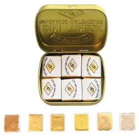 Csy Art Gallery 721618216637 Metallic Watercolor Paint Set Of 6 Shimmery Gold Sol