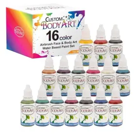 Custom Body Art 844927040202 16 Color 1oz Airbrush Face And Paint Kit Water-based Temp Tattoo #2