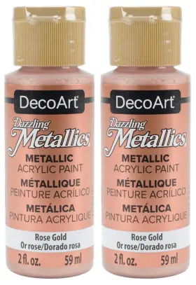 Decoart 766218090836 2-pack Dazzling Metallics Acrylic 2 Fl Oz Pack Of Rose Gold