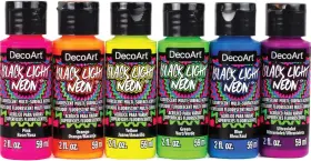 Decoart 766218117670 Americana Black Light Neon Acrylic 2 Fl Oz Pack Of 6 Set