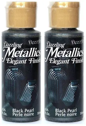 Dm-da127 Decoart Dazzling Metallics Acrylic Paint 2oz-black Pearl 1 Count Pack Of 2 Black