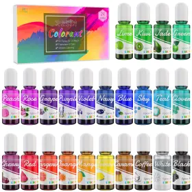 Asku0062 Decorrom Epoxy Uv Resin Pigment - 24 Color Liquid Dye Colors X 10ml Transparent