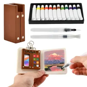 Wc-tk-9 Diqirenqin Mini Watercolor Paint Set 9pcs Travel Kit 1 Count Pack Of 9 Multi-color