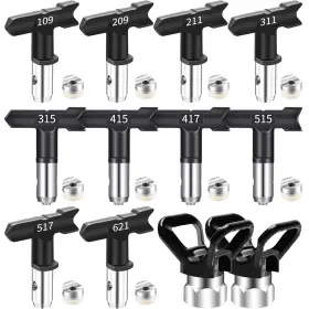 Xyptj03-a Dtructiew 12-piece Airless Paint Sprayer Tips Set - 10 2 Nozzle Tip Guards 7/8 Inch
