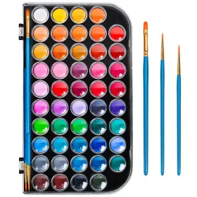 Wc48-3b Dushco 48 Color Solid Watercolor Paint Set With 3 Wooden Standard Multi-color