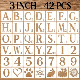 Dzxcyz 756197590922 3 Inch Letter Stencils Numbers Craft 42 Pcs Reusable Plastic Alphab