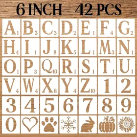 Dzxcyz 756197590953 6 Inch Letter Stencils Numbers Craft 42 Pcs Reusable Plastic Alphab