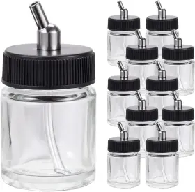 10ab-g2 Ediyworld Abest New 10pcs Airbrush Air Brush Glass Bottle Jar 22cc / Standard Suction Lid