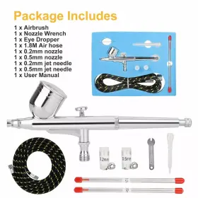 Wd-130t Eeekit Dual Action Gravity Feed Airbrush Kit Spray Gun Compress Paint Art Set 0.2/0.5mm #2