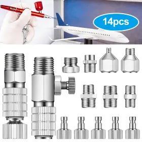 Eeekitonline 616361655348 14pcs Airbrush Adapter Set Quick Disconnect Fittings 1/8 Inch 1/4 Bsp Connectors