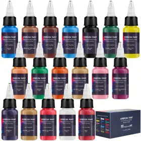 B0dnf6f6y8 Ekoherr Airbrush Paint Set - 18 Colors Water-based Acrylic Ready To Spray Model Kit