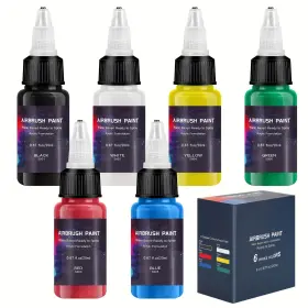 Z-1002-6 Ekoherr Airbrush Paint 6 Colors Ready To Spray Set Water-based Acryl