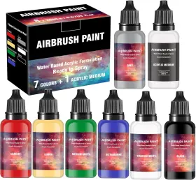 Z-2006 Ekoherr Airbrush Paint - 7 Colors Set With 1 Tinner Plastic And Wood Acryl