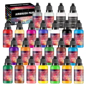 Z-2008 Ekoherr Airbrush Paint - 22 Colors Set With 2 Tinner Plastic And Wood A