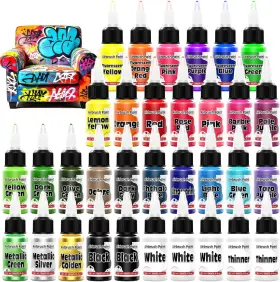 Ab-33 Ercorart Airbrush Paint - 33 Colors Acrylic Air Brush Painting Ready To Spray M