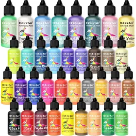 Ab001 Ercorart Airbrush Paint Set - 36 Colors Ready To Spray Kit With 2 Cleaning Br