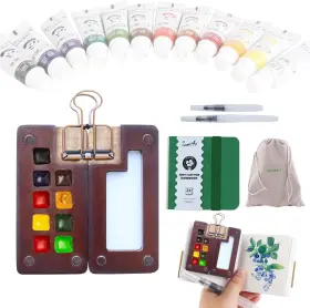 Eresgreat-mpp-1 Eresgreat Tobios Watercolor Set Mini 6.8x6.8 Cm Pine Green 9 Grids
