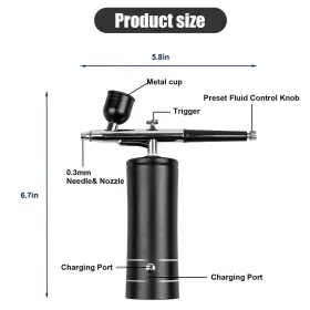 Hsl-10 Esakoya Airbrush Kit Rechargeable Cordless Compressor Non-clogging High-pre #2